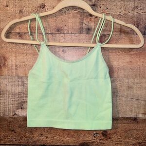 No Boundaries Ribbed Green Crop Top